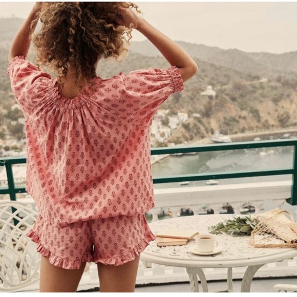 DÔEN Shore Top - Pink Sunflower Block Print- Size XS - Picture 3 of 8